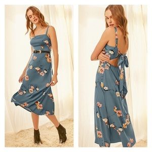 UO floral tie back midi dress